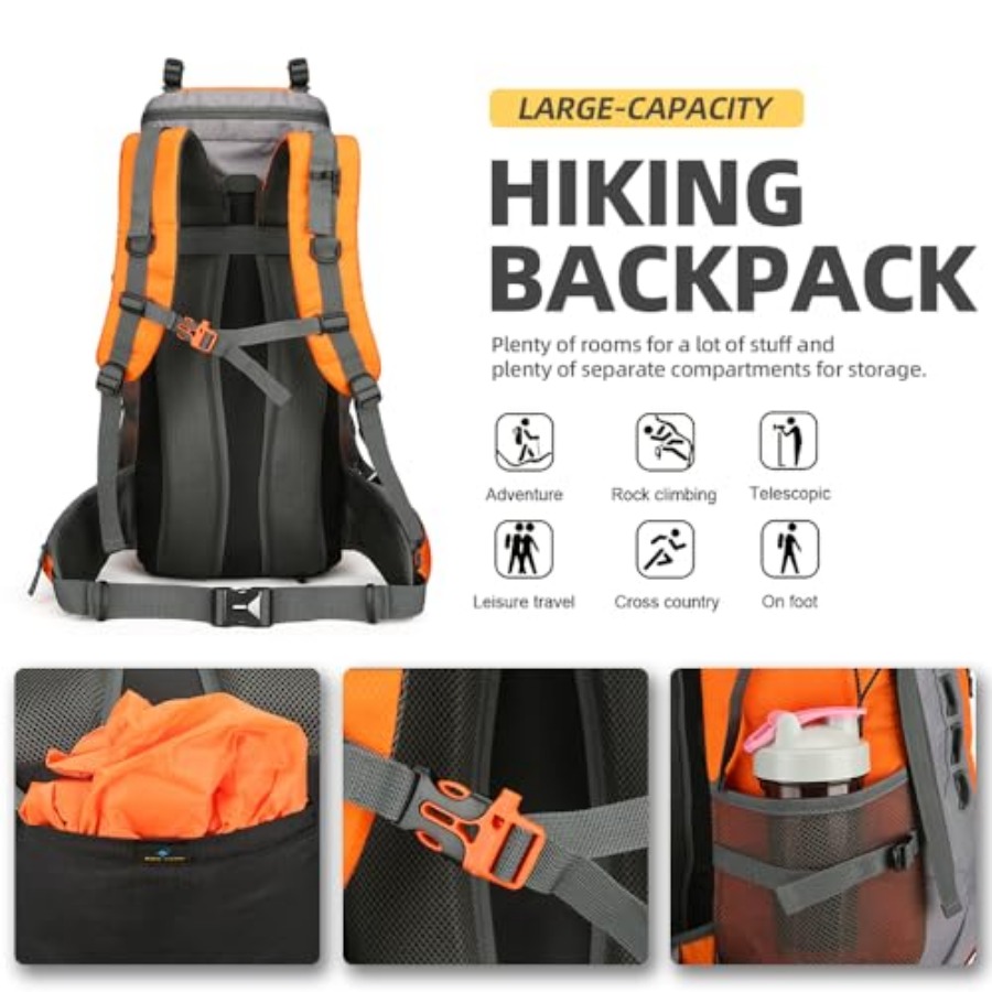 60L Hiking Backpack for Men an - Rain Cover Backpack recension och pris