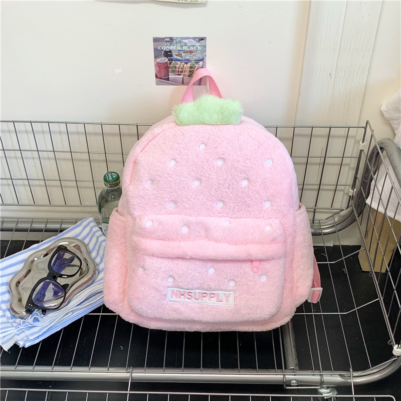 Plush Strawberry Classic Solid - Fashion Backpack Women recension och pris