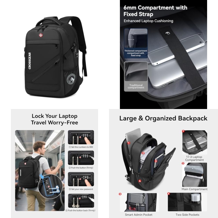 17.3'' Laptop Backpack for Men - Travel Backpack Anti Theft recension och pris