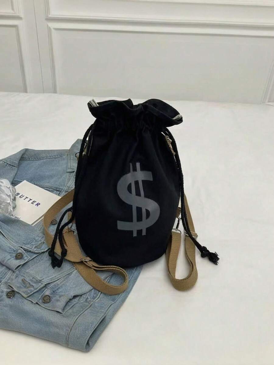 Black Canvas Drawstring Crossb - Canvas Backpack Casual recension och pris