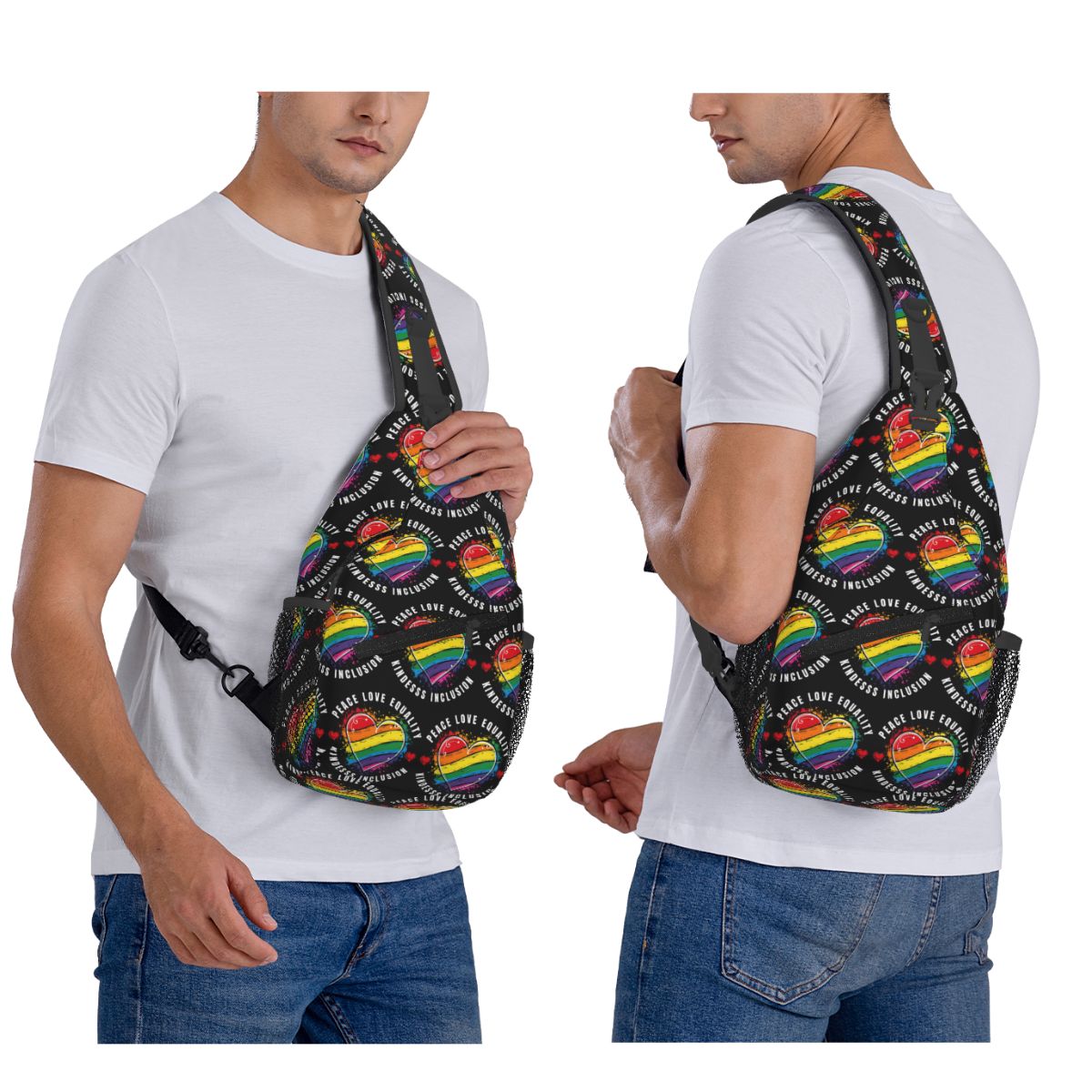 Inclusive Rainbow Printed LGBT - Sling Backpack Shoulder recension och pris