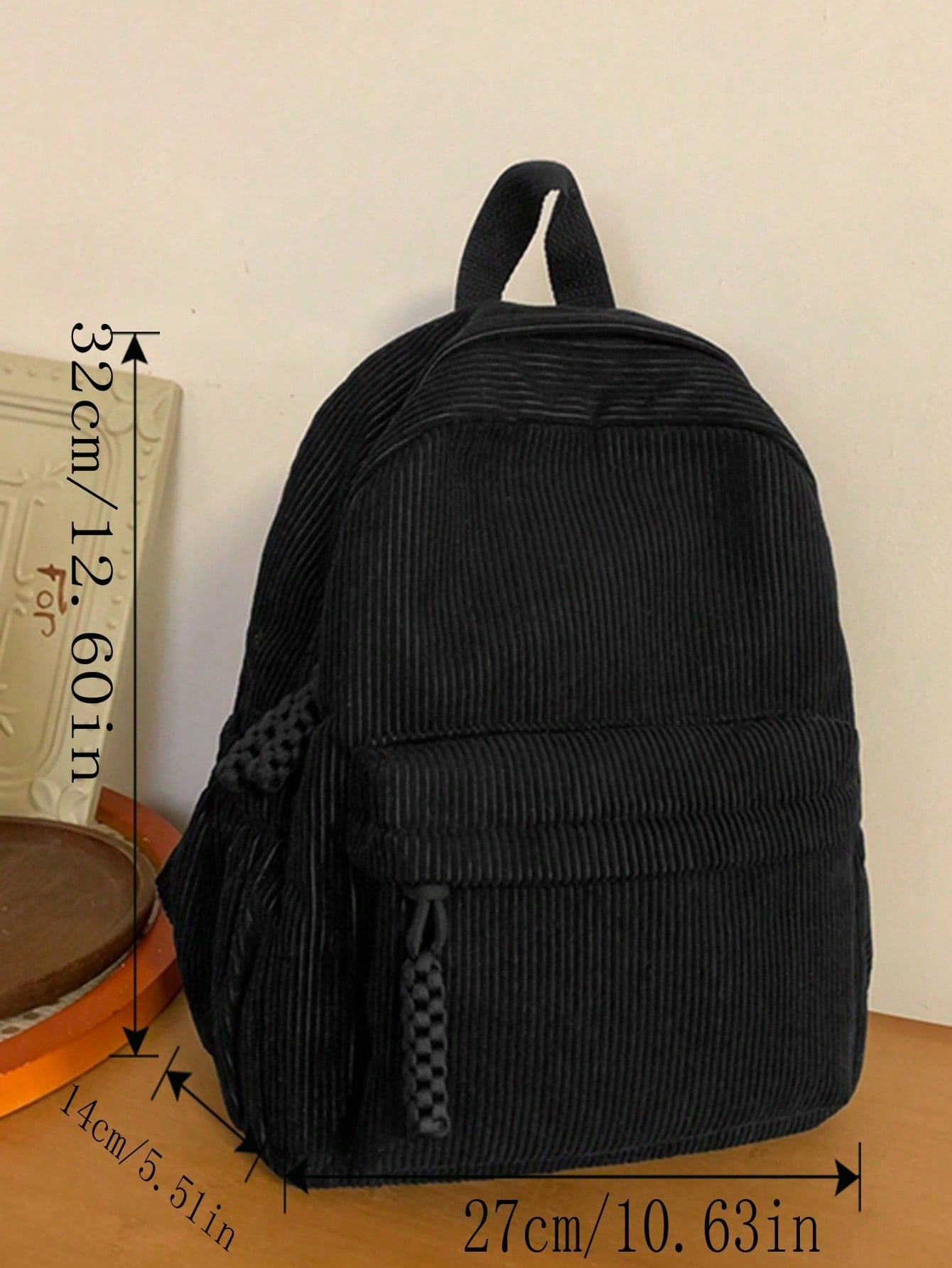 Solid Color Corduroy Fabric Fa - Fashion Backpack Women recension och pris