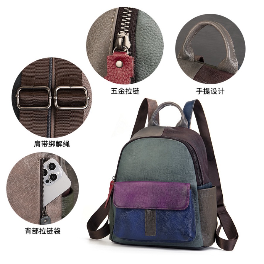 【New Arrival】 Vintage Color Bl - Leather Backpack Vintage recension och pris