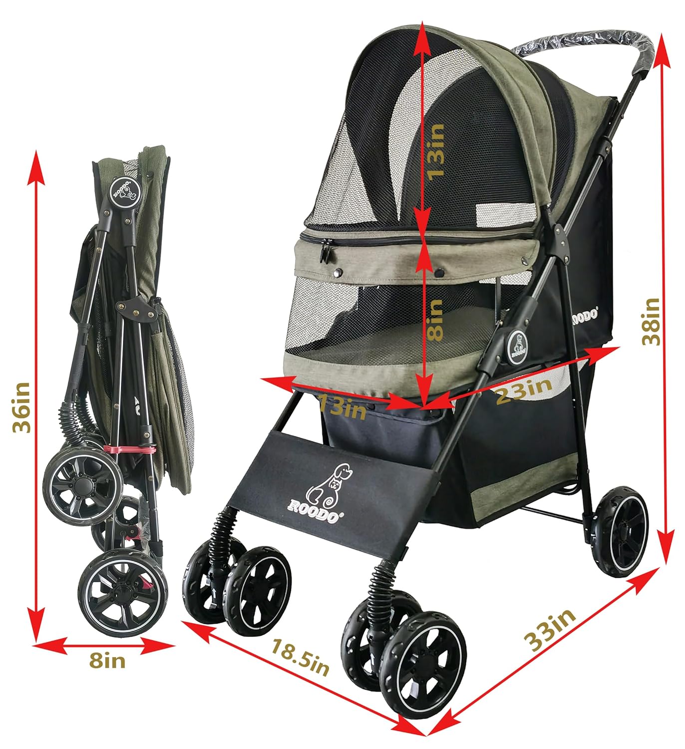 4 Wheel Dog Cat Pet Stroller,  - Foldable Backpack Small recension och pris