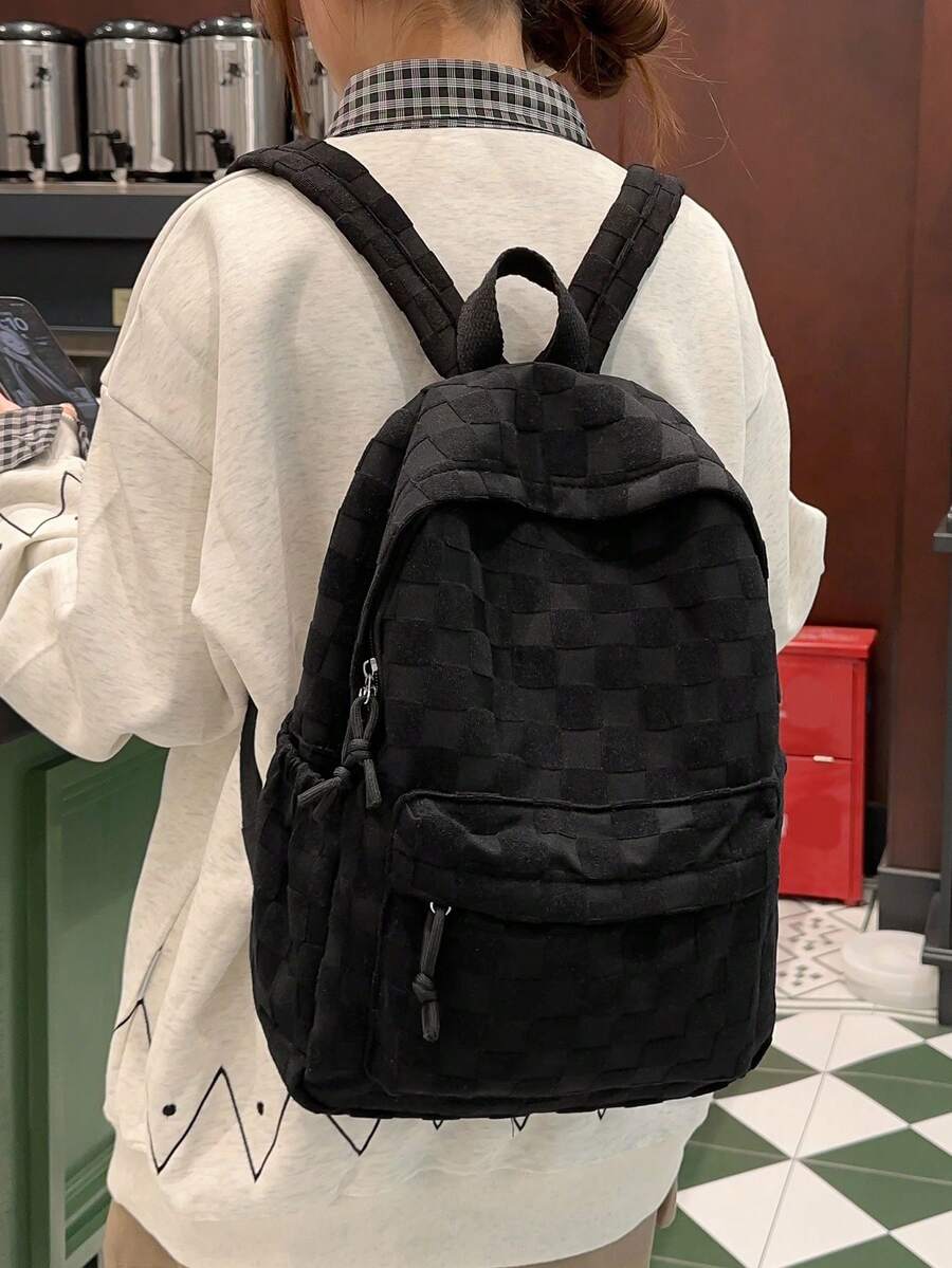 Womens Patchwork Plaid Faux Fu - Fashion Backpack Women recension och pris