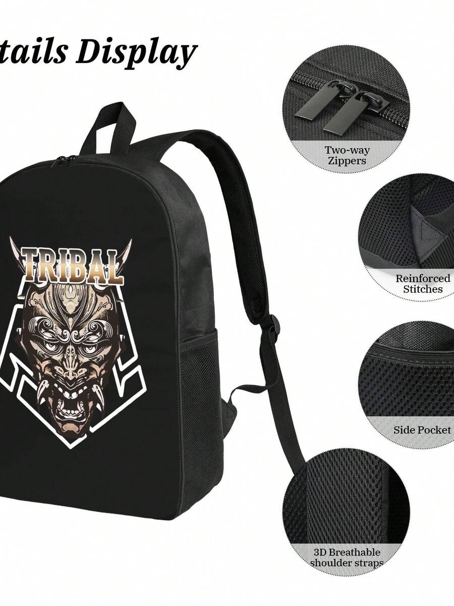 Tribal Demon Print Waterproof  - Travel Backpack Anti Theft recension och pris
