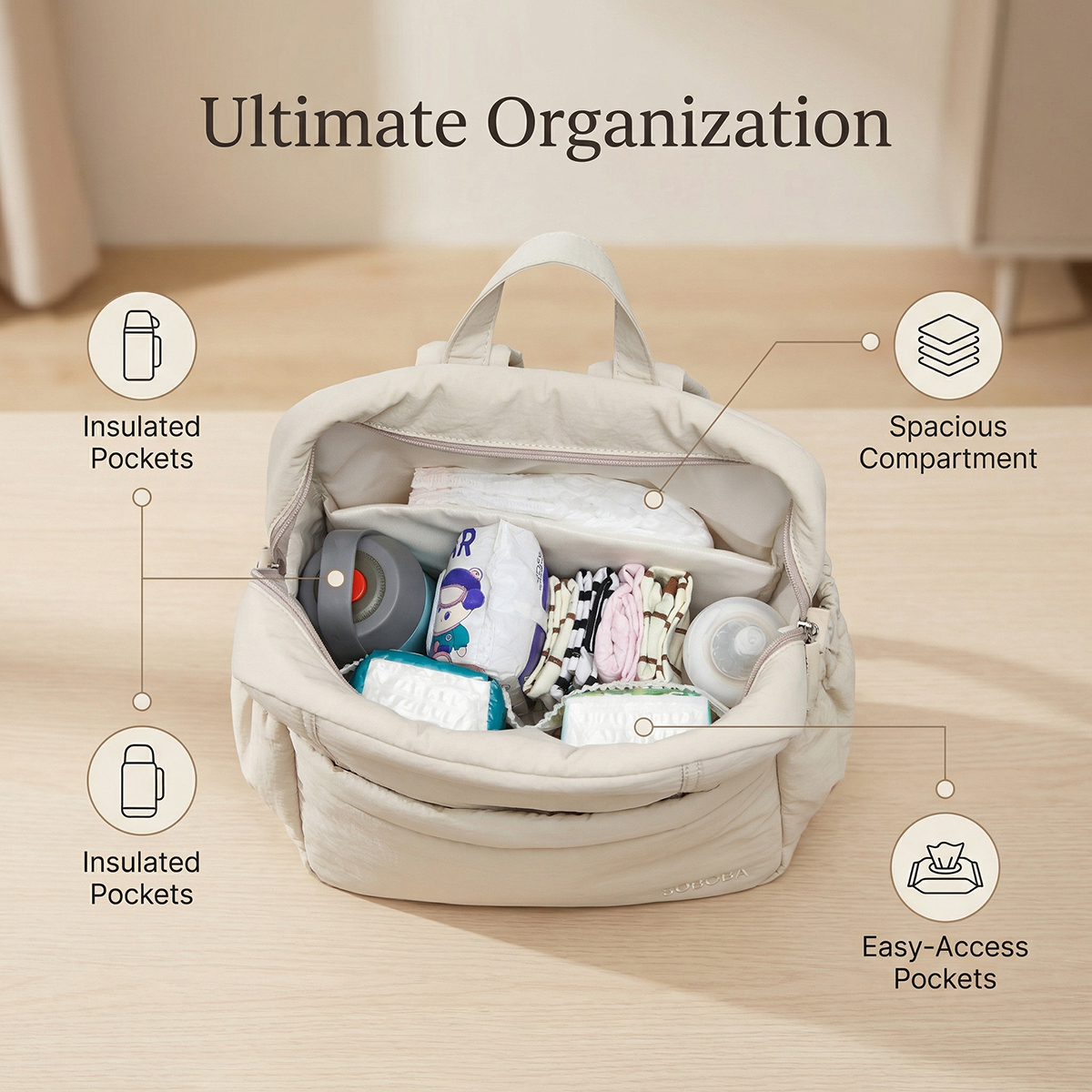 Soboba Large Capacity Diaper B - Backpack Diaper Bag recension och pris