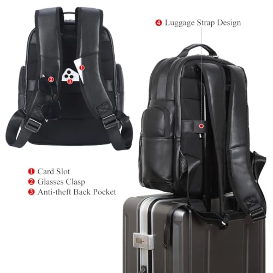 Men's Vintage Leather Backpack - Laptop Backpack 15.6 recension och pris