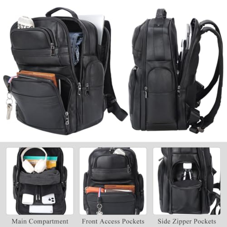 Men's Vintage Leather Backpack - Laptop Backpack 15.6 recension och pris