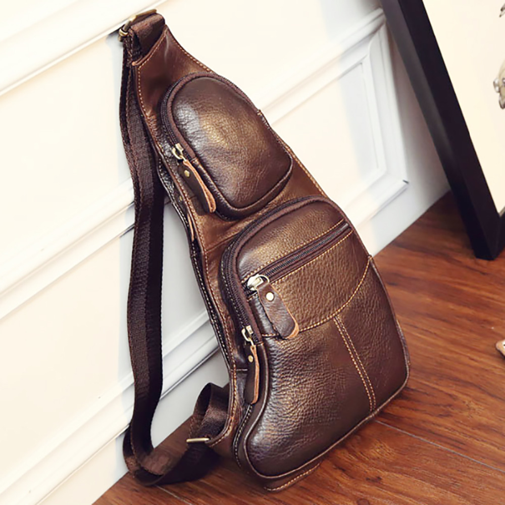 High Quality Men Genuine Leath - Sling Backpack Shoulder recension och pris