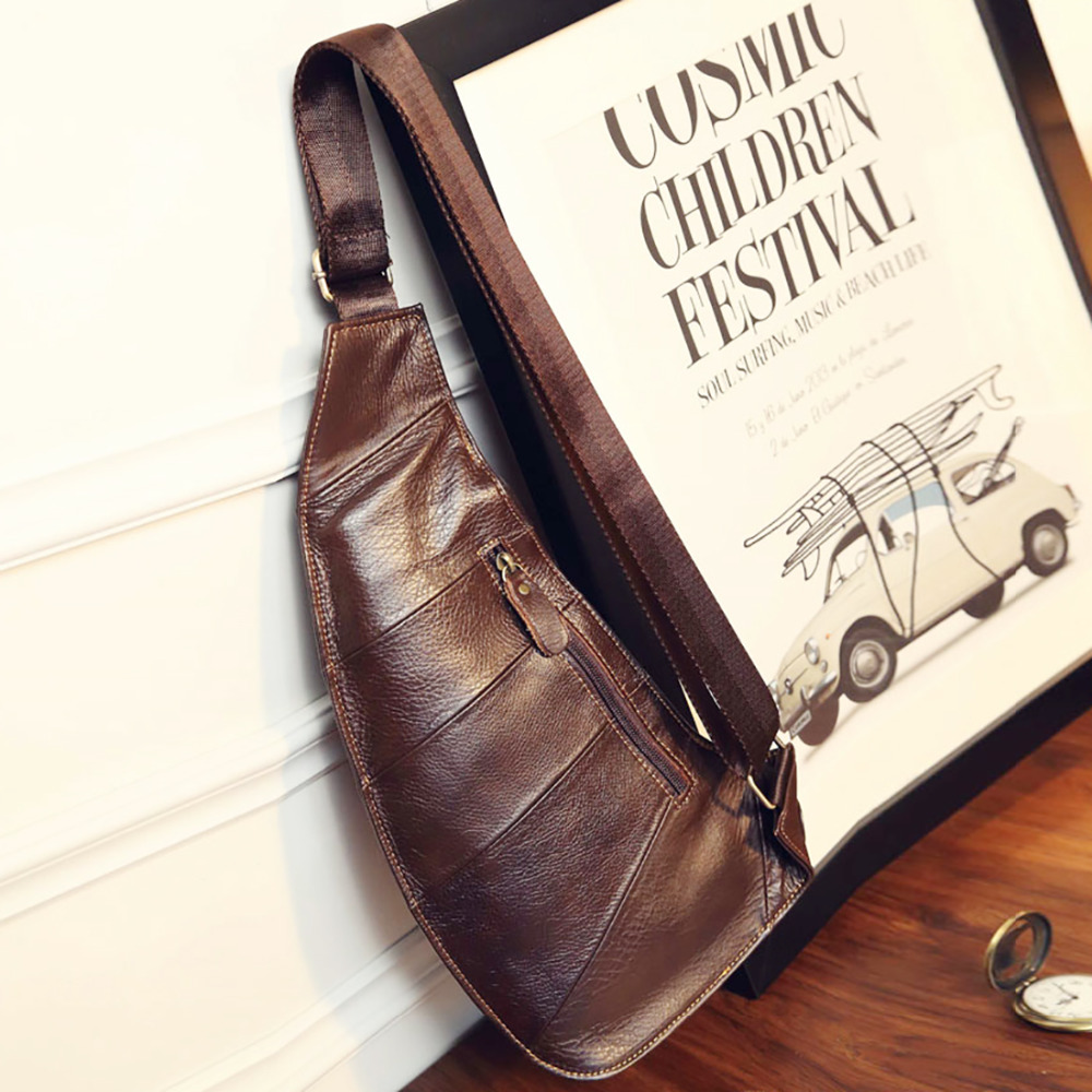 High Quality Men Genuine Leath - Sling Backpack Shoulder recension och pris