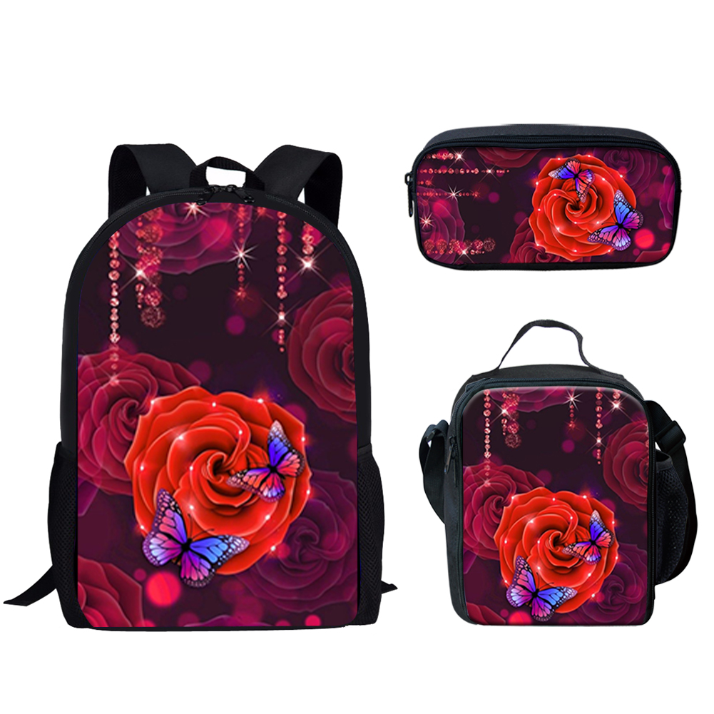 Gothic Red Rose Design Print 3 - School Backpack Teen recension och pris