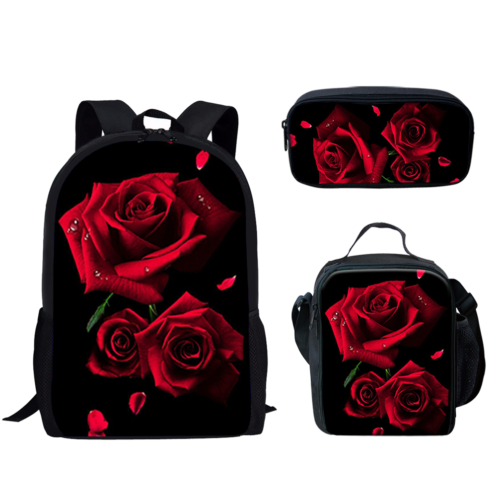 Gothic Red Rose Design Print 3 - School Backpack Teen recension och pris