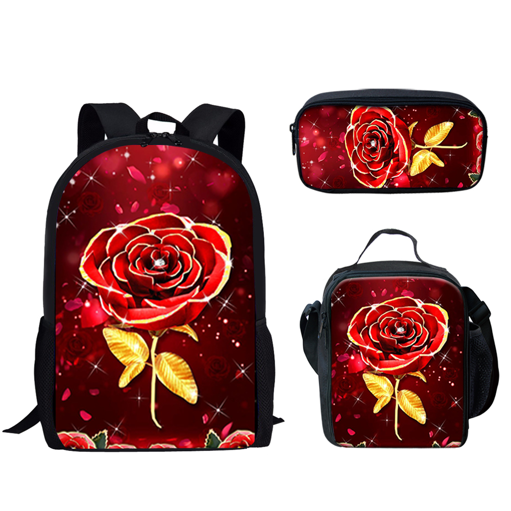 Gothic Red Rose Design Print 3 - School Backpack Teen recension och pris
