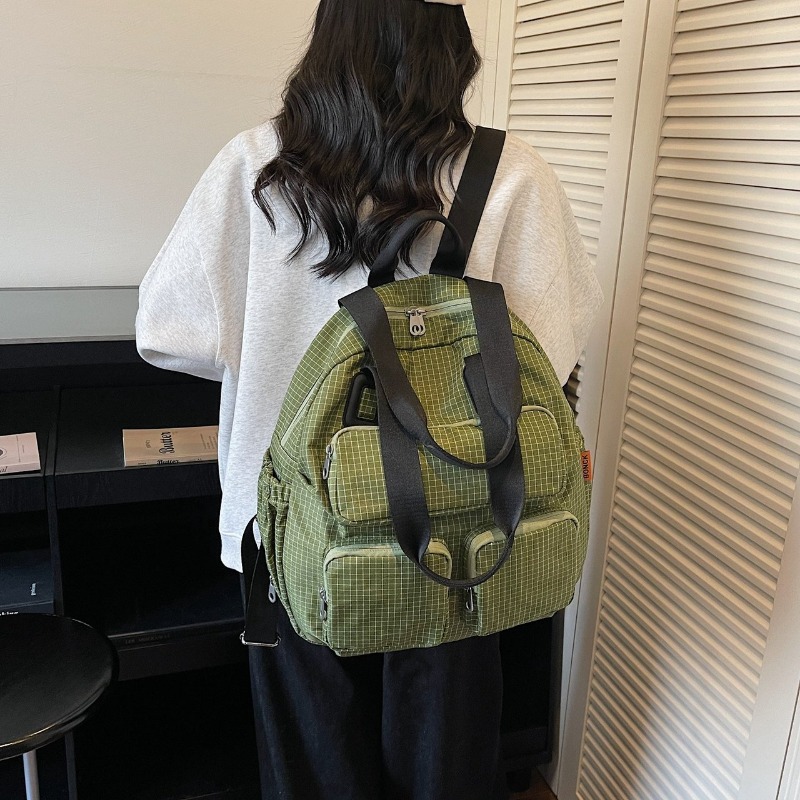 Multi-pocket Checkered Youth B - Canvas Backpack Casual recension och pris