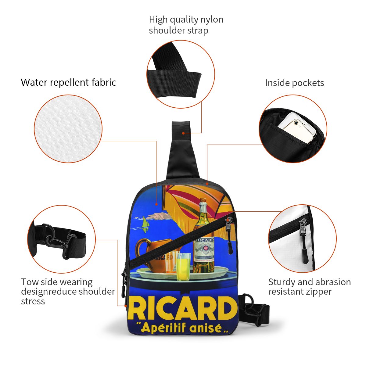 Custom Ricard Sling Chest Bag  - Sling Backpack Shoulder recension och pris