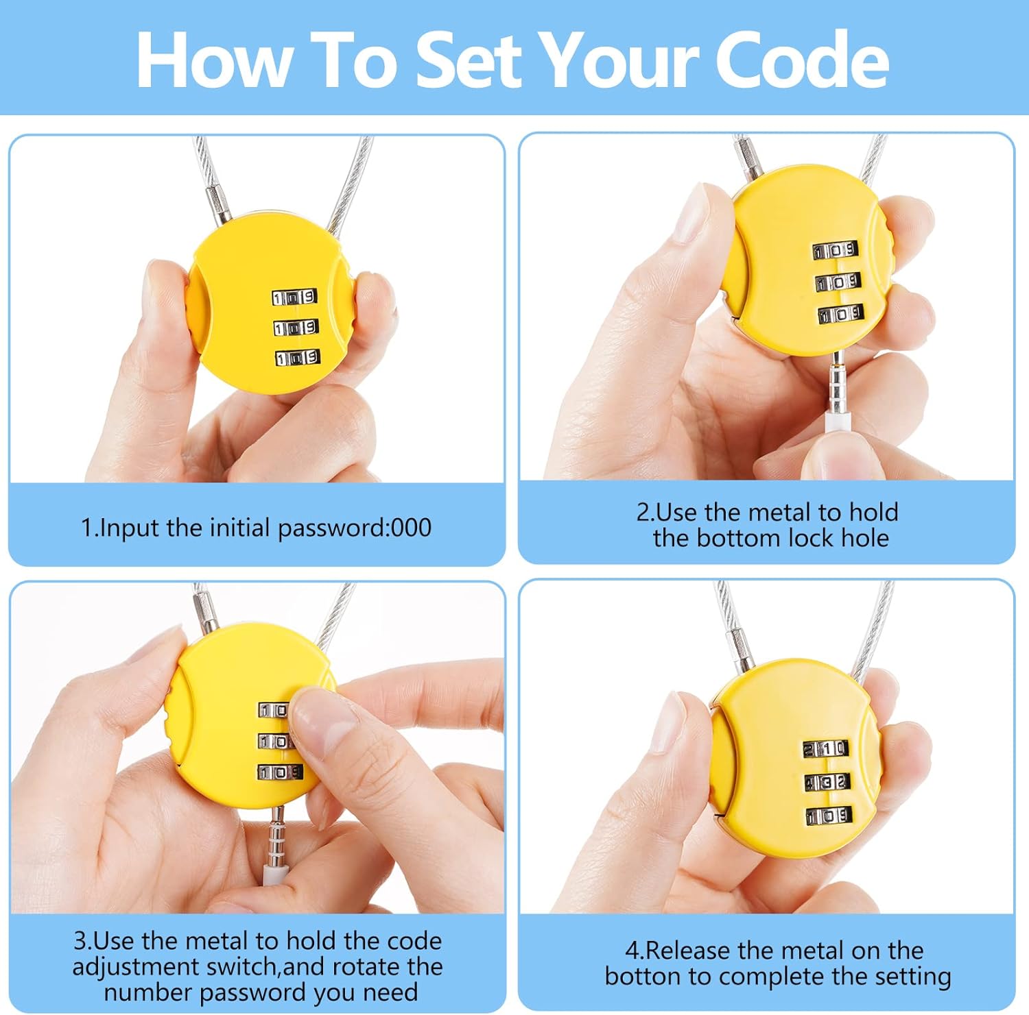 8 Pack Combination Wire Lock 3 - Backpack Lock Combo recension och pris