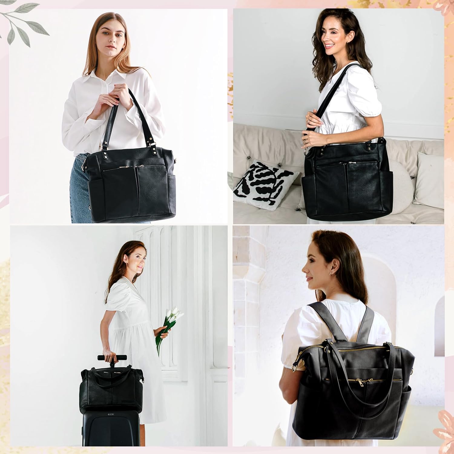 4-in-1 Leather Diaper Bag Back - Backpack Diaper Bag recension och pris
